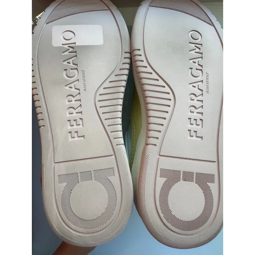 New Salvatore Ferragamo Dennis Leather Sneakers Rose (7)